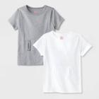 Kids' Adaptive 2pk Short Sleeve Undershirt With Abdominal Access - Cat & Jack Gray/white