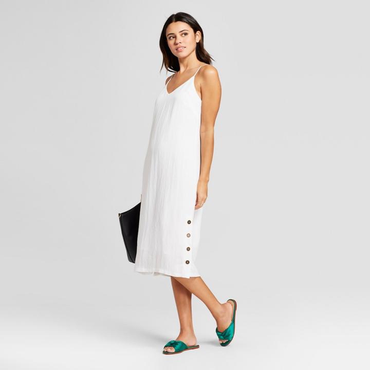 Women's Tank Midi Dress With Side Snaps - Mossimo White