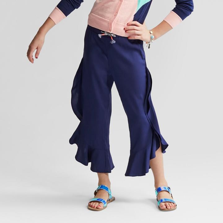 Plus Size Girls' Crop Pants Large Ruffle - Cat & Jack Nightfall Blue