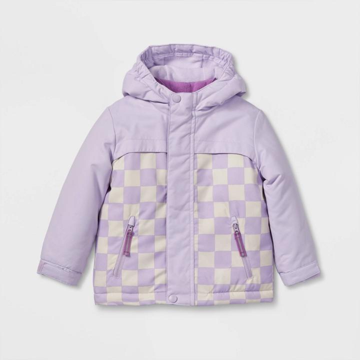 Toddler Girls' Checkered Long Sleeve 3-in-1 Jacket - Cat & Jack Purple
