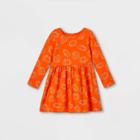 Toddler Girls' Pumpkin Long Sleeve Dress - Cat & Jack Orange