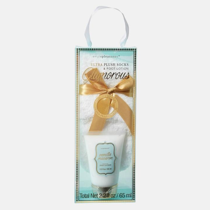 Tri-coastal Design Vanilla Macaron Foot Cream And Fuzzy Socks Set