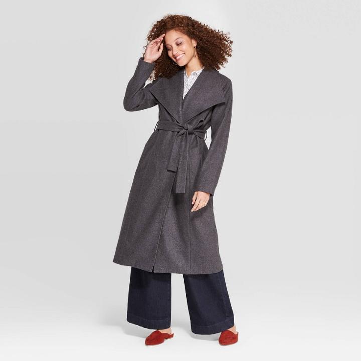 Women's Wool Wrap Coat - A New Day Gray