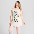 Women's Plus Size You Can You Will Halter Graphic Tank Top - Mighty Fine - White
