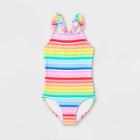 Girls' Rainbow Striped One Piece Swimsuit- Cat & Jack