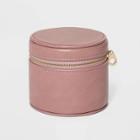 Faux Leather Round Case Jewelry Organizer - A New Day Rose, Pink