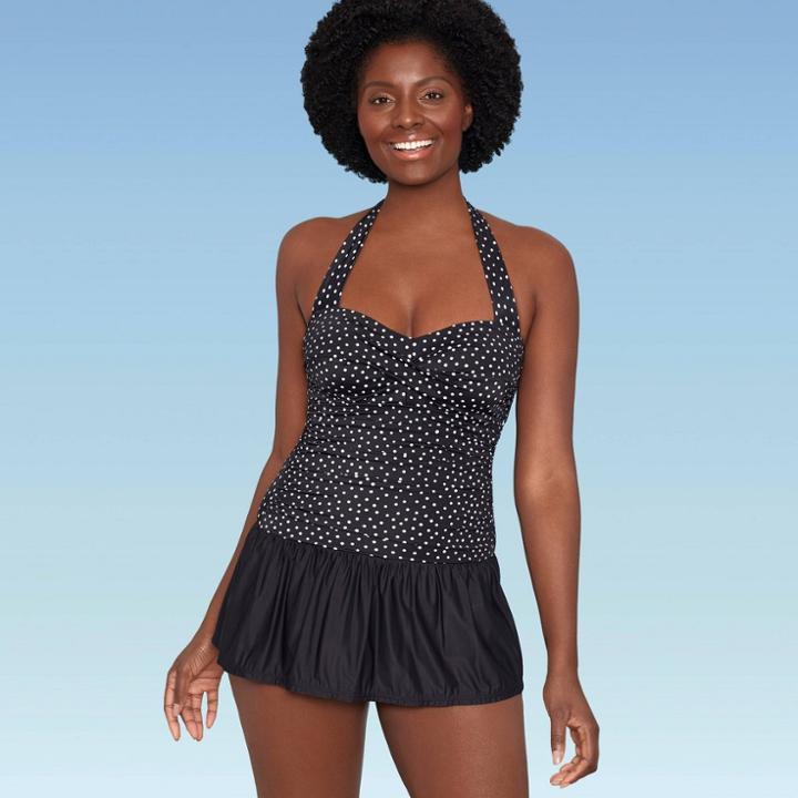 Women's Slimming Control Ruched Front Swim Dress - Dreamsuit By Miracle Brands