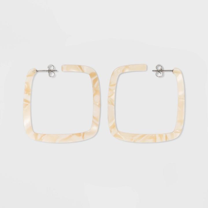 Acrylic Square Earrings - A New Day White, Women's