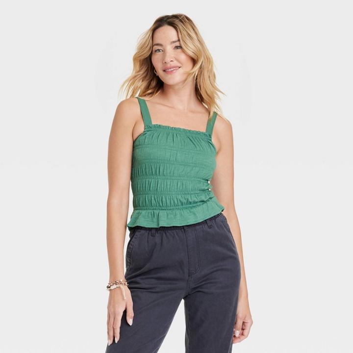 Women's Smocked Tank - Universal Thread Green