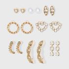Crystal Glass Stud And Small Hoop Earring Set 8pc - A New Day Gold