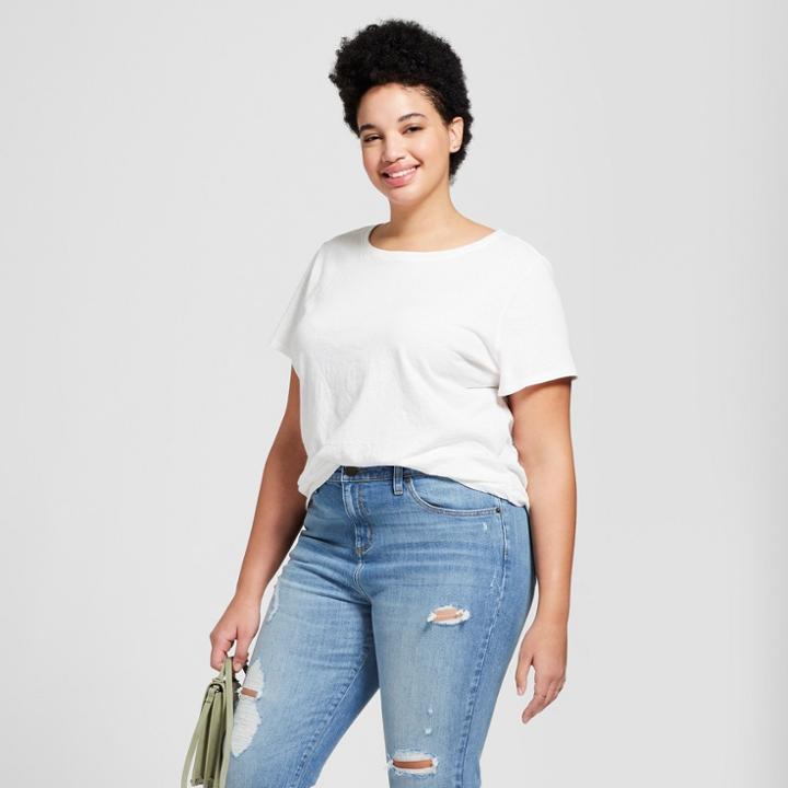Women's Plus Size Meriwether Crew Neck Short Sleeve T-shirt - Universal Thread White