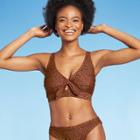 Women's Tie-front Keyhole Bralette Bikini Top - Kona Sol Beige D/dd Cup