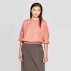 Women's Elbow Sleeve Crewneck Blouse - Prologue Rose (pink)