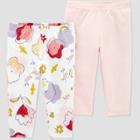 Baby Girls' 2pk Organic Floral Pull-on Pants - Little Planet Organic By Carter's White/pink