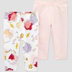 Baby Girls' 2pk Organic Floral Pull-on Pants - Little Planet Organic By Carter's White/pink