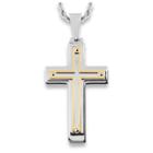 Men's West Coast Jewelry Silvertone And Goldplated Stainless Steel Multiple Layer Cross Pendant,