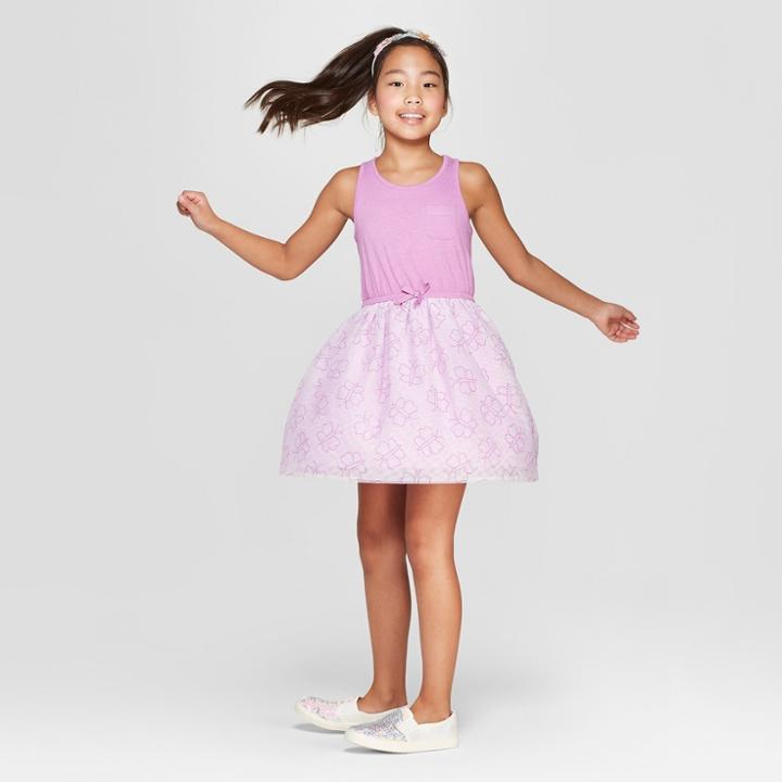 Girls' Butterfly Print A Line Dress - Cat & Jack Violet