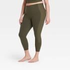 Women's Plus Size Contour Flex High-waisted Ribbed 7/8 Leggings 24.7 - All In Motion Olive
