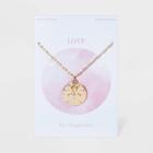 No Brand Heart Medallion With Semi Precious Stone Chain Necklace - Gold