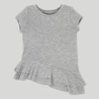 Toddler Girls' Afton Street French Terry Asym Short Sleeve Tunic - Heather Gray 12