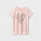 Girls' 'christmas Candy Cane Heart' Short Sleeve Graphic T-shirt - Cat & Jack Powder Pink