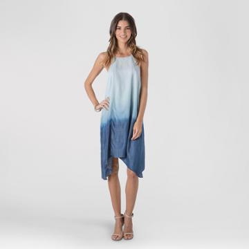S&p By Standards & Practices Women's Chambray Dip Dye Sharkbite Hem Dress - Light Blue Dip Dye