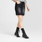 Women's Lace-up Side Denim Skirt - Dollhouse (juniors') Black