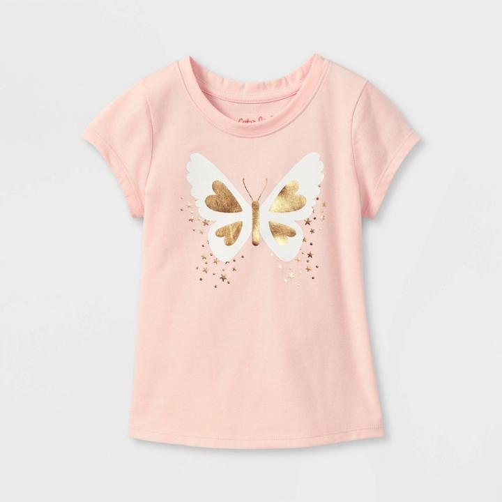 Toddler Girls' Sparkle Butterfly Short Sleeve Graphic T-shirt - Cat & Jack Pink