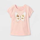 Toddler Girls' Sparkle Butterfly Short Sleeve Graphic T-shirt - Cat & Jack Pink
