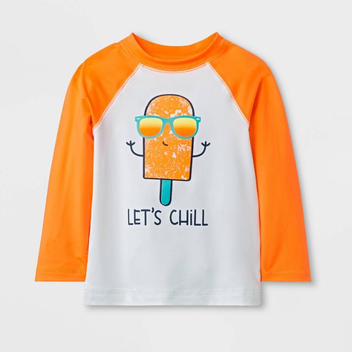 Baby Boys' Long Sleeve Pieced Rash Guard - Cat & Jack Orange