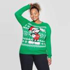 Disney Women's Santa Mickey Plus Size Sweater (juniors') Green