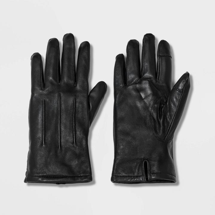 Men's Triple Trim Touch Dress Glove With Thinsulate Lined - Goodfellow & Co Black