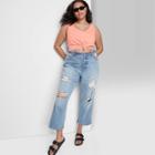Women's Plus Size Slim Fit Tie-front Tiny Tank Top - Wild Fable Coral