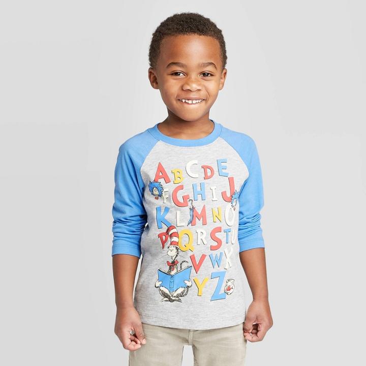 Toddler Boys' Dr. Seuss Cat In The Hat Long Sleeve T-shirt - Light Gray