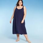 Women's Plus Size Midi Cover Up Dress - Kona Sol Navy
