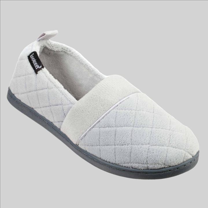 Isotoner Women's Diamond Quilted Microterry Closed-back Slippers -