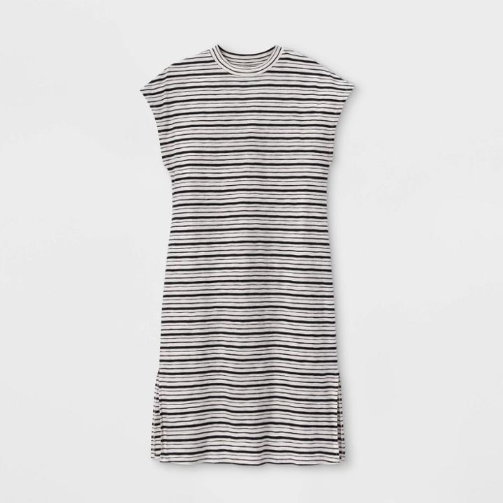 Women's Striped Sleeveless T-shirt Dress - Universal Thread White