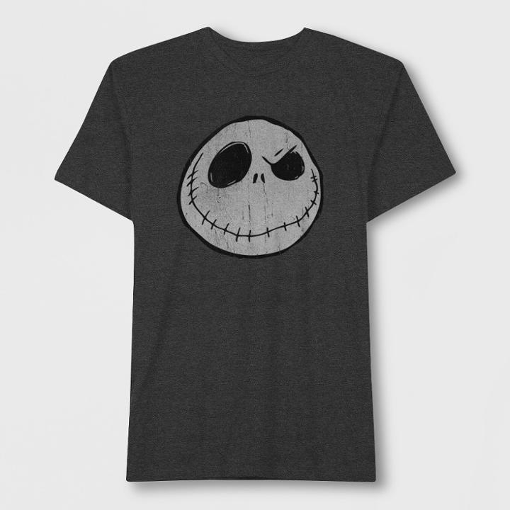 Men's Short Sleeve Disney The Nightmare Before Christmas Jack Skellington Crew T-shirt - Black/white