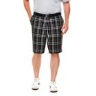 Haggar H26 - Men's Big & Tall Classic Fit Performance Shorts Black Plaid