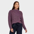 Women's Mock Turtleneck Pullover Sweater - A New Day Purple