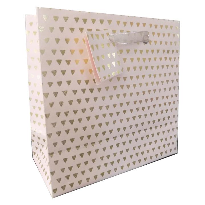 Spritz Pink Triangle Pattern Cotton Recycled Handmade Paper Gift Bag -