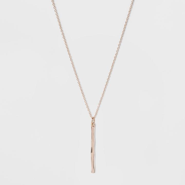 Textured Bar Long Necklace (34) - A New Day Rose Gold