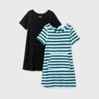 Toddler Girls' Adaptive 2pk Striped Dress - Cat & Jack Black/aqua