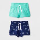 Toddler Girls' 2pk Shorts - Cat & Jack Navy/green