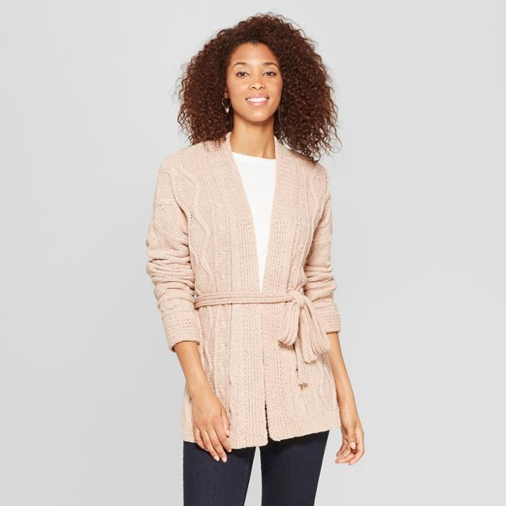 Women's Cable Wrap Sweater - Universal Thread Pink
