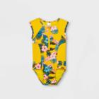 Toddler Girls' Floral Zip-front One Piece Swimsuit - Cat & Jack Yellow