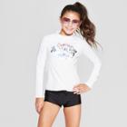 Girls' Swim Like A Mermaid Long Sleeve Rash Guard - Cat & Jack White