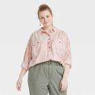 Women's Plus Size Long Sleeve Button-down Shirt - Universal Thread Blush