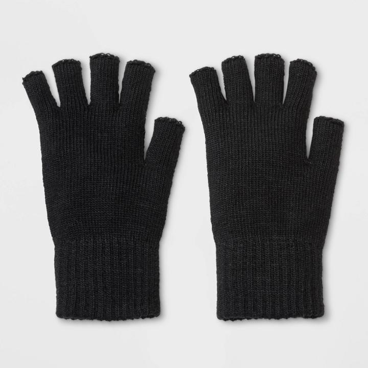 Men's Fingerless Gloves - Goodfellow & Co Black