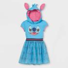 Girls' Disney Stitch Cosplay A-line Dress - Blue